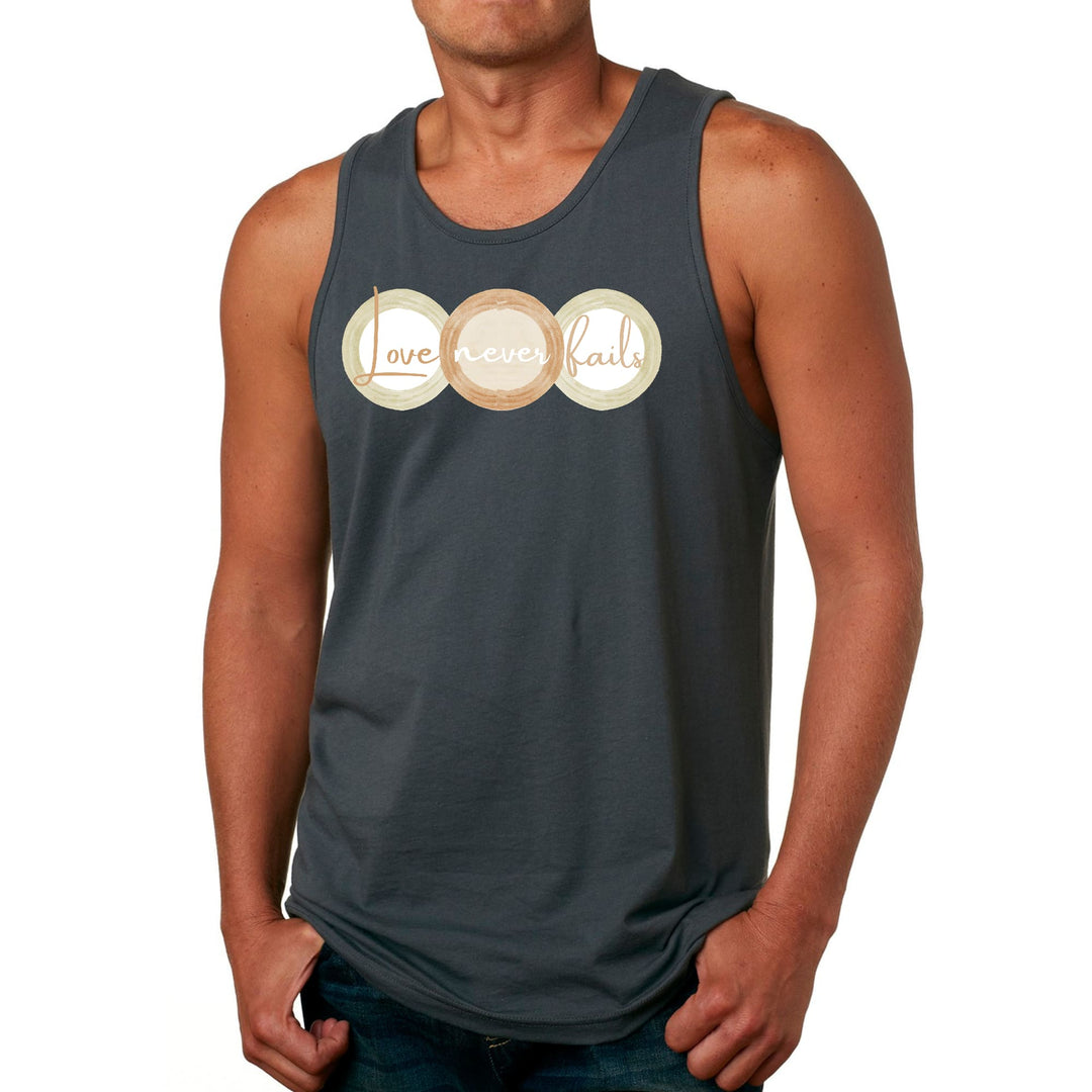 Mens Fitness Tank Top Graphic T-shirt Love Never Fails Pastel Brown - Mens