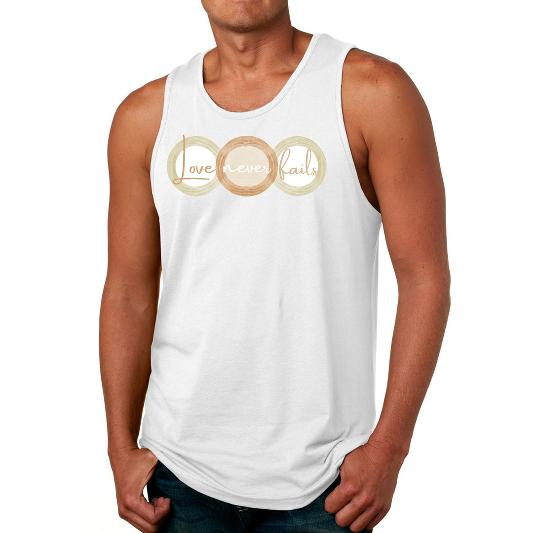 Mens Fitness Tank Top Graphic T-shirt Love Never Fails Pastel Brown - Mens