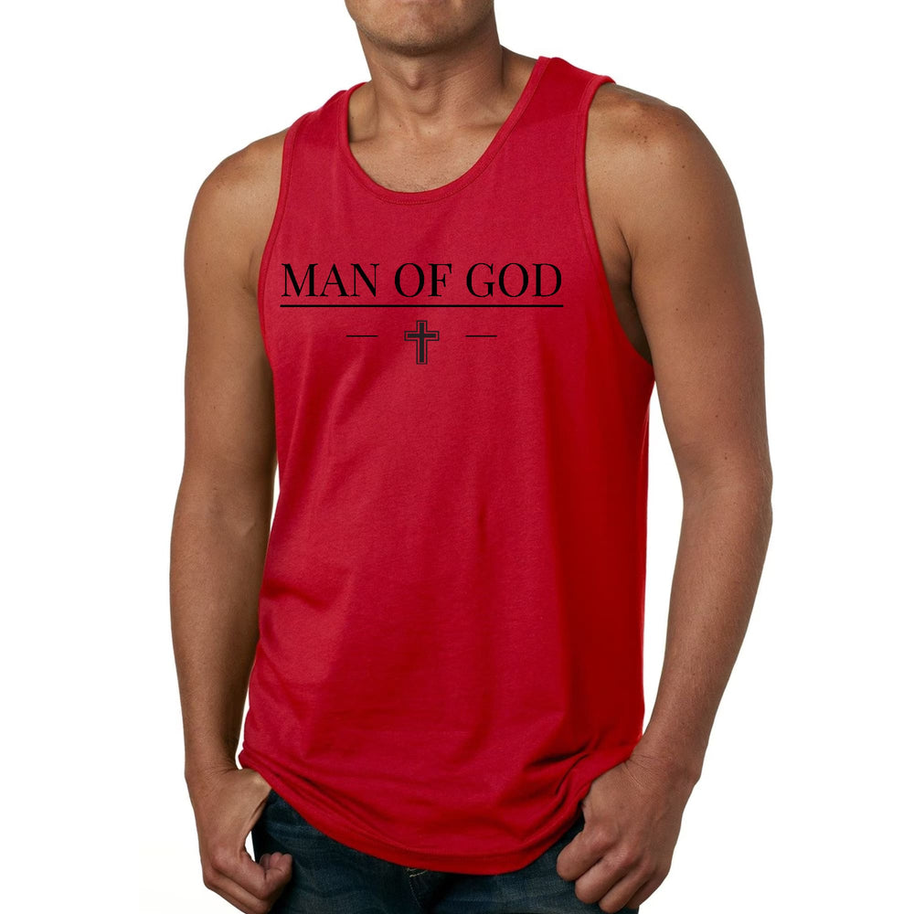 Mens Fitness Tank Top Graphic T-shirt Man of God Black Print - Mens | Tank Tops