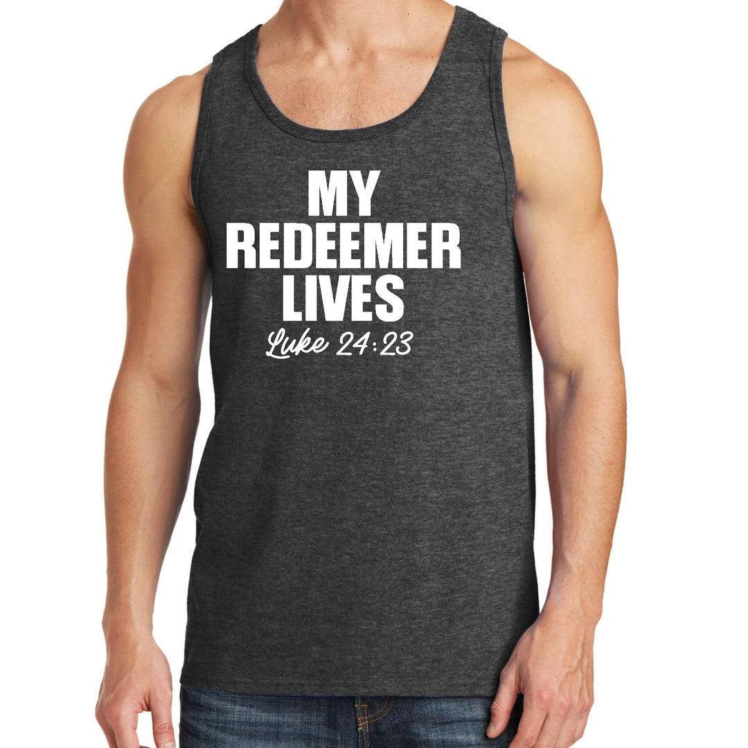 Mens Fitness Tank Top Graphic T-shirt my Redeemer Lives Print - Mens | Tank Tops