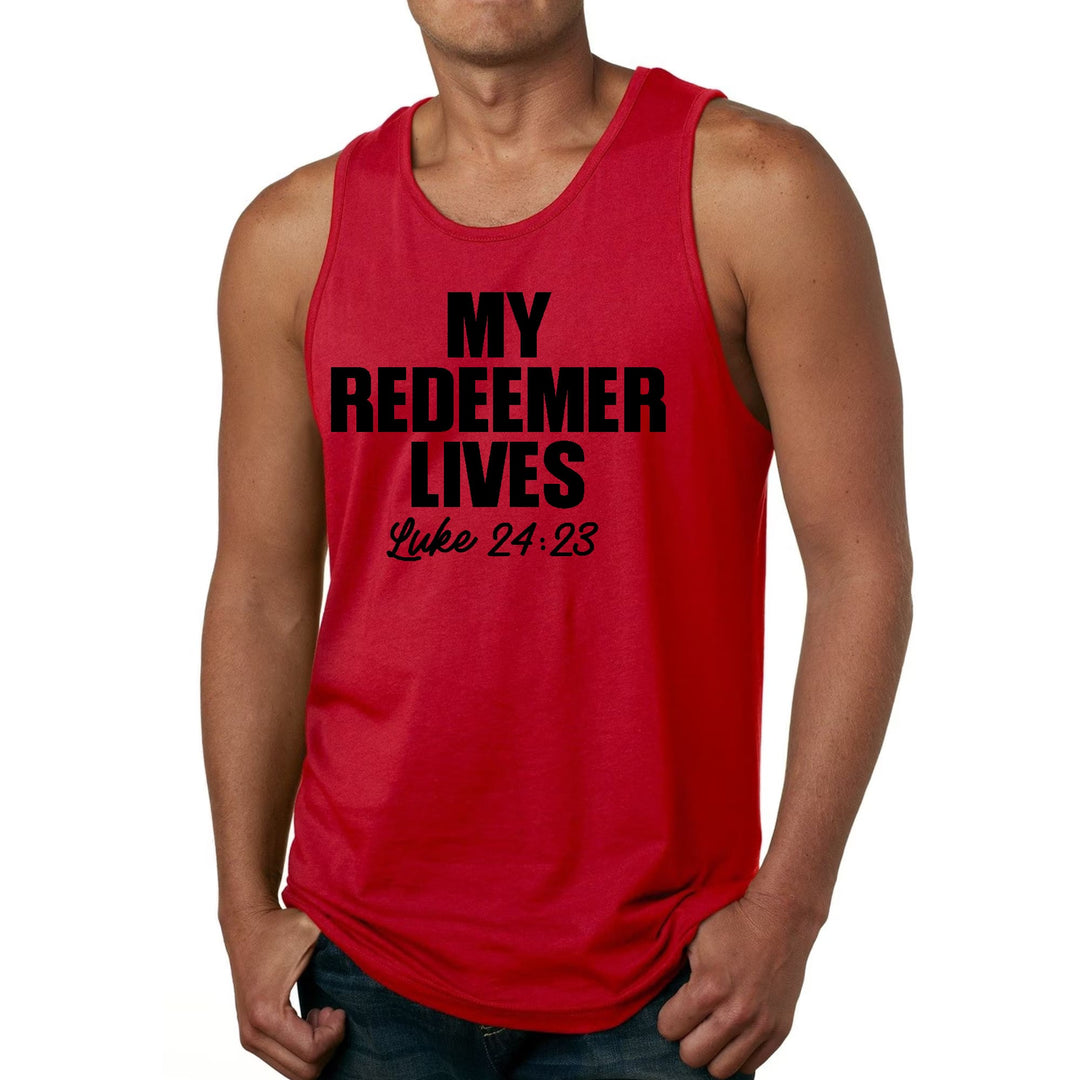 Mens Fitness Tank Top Graphic T-shirt my Redeemer Lives Print - Mens | Tank Tops