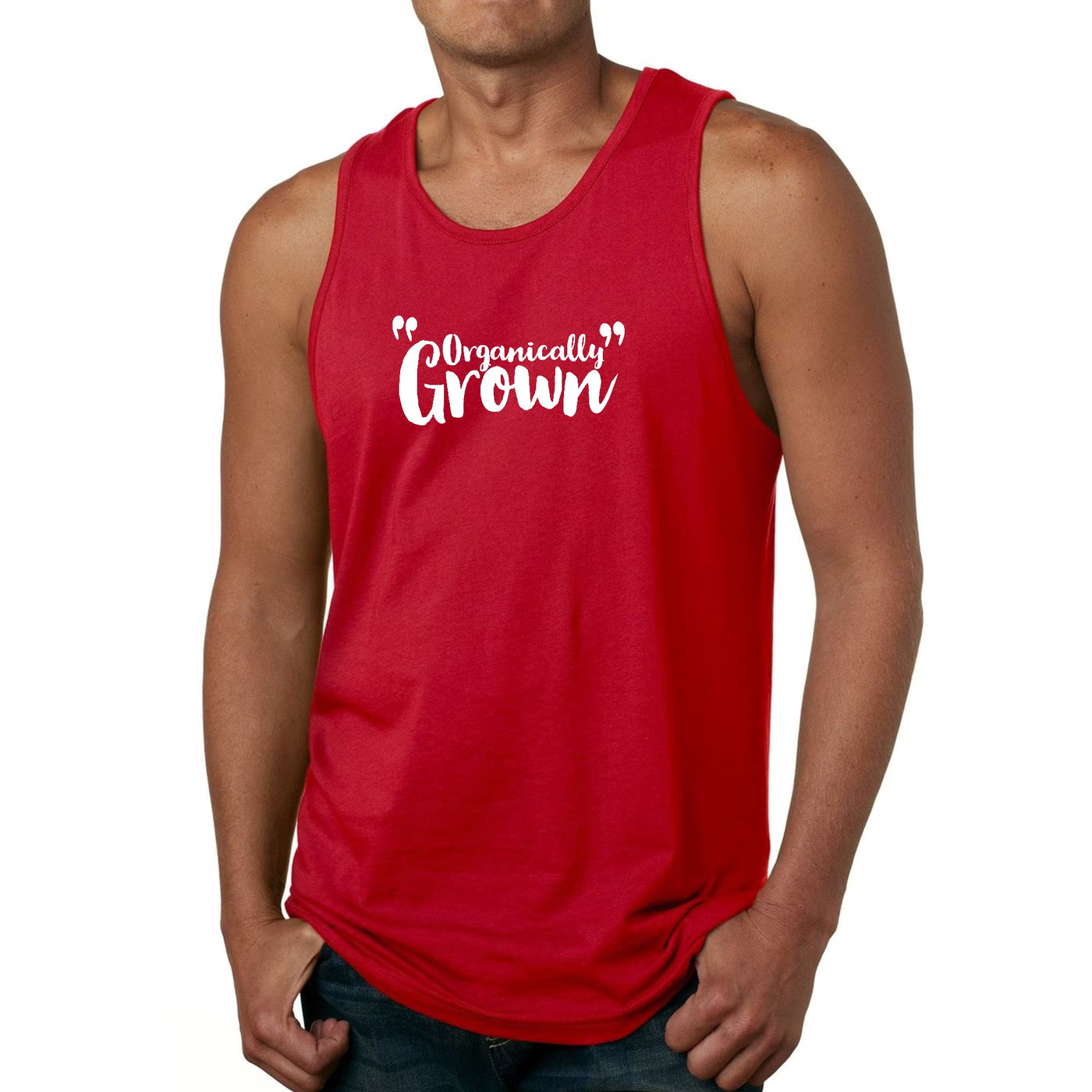 Mens Fitness Tank Top Graphic T-shirt Organically Grown - Affirmation - Mens