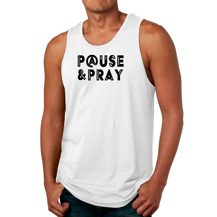 Mens Fitness Tank Top Graphic T-shirt Pause And Pray Black - Mens | Tank Tops