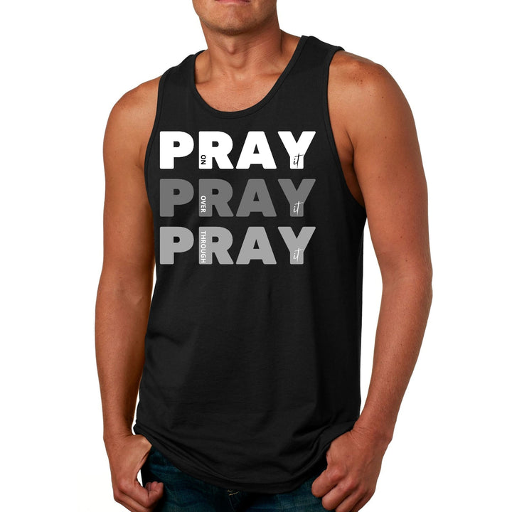 Mens Fitness Tank Top Graphic T-shirt Pray on it Over it Through - Mens | Tank