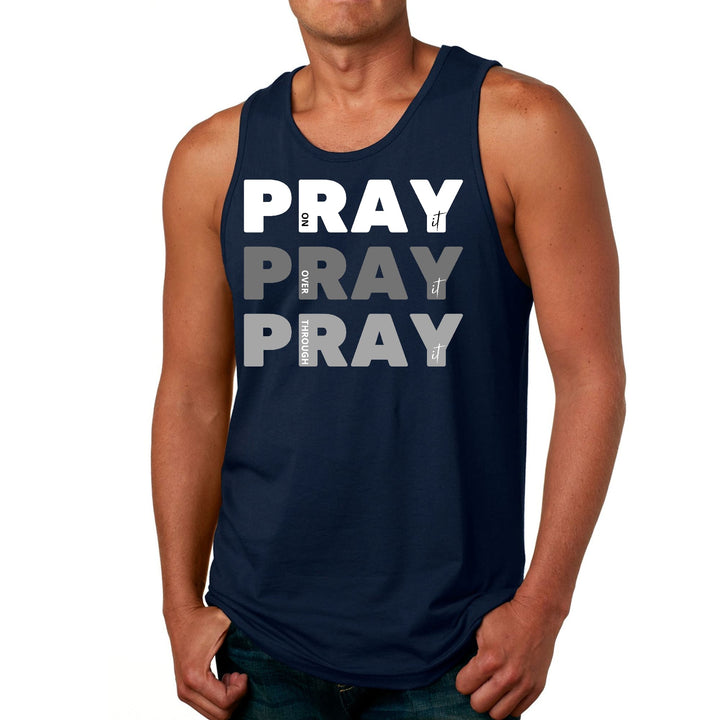 Mens Fitness Tank Top Graphic T-shirt Pray on it Over it Through - Mens | Tank