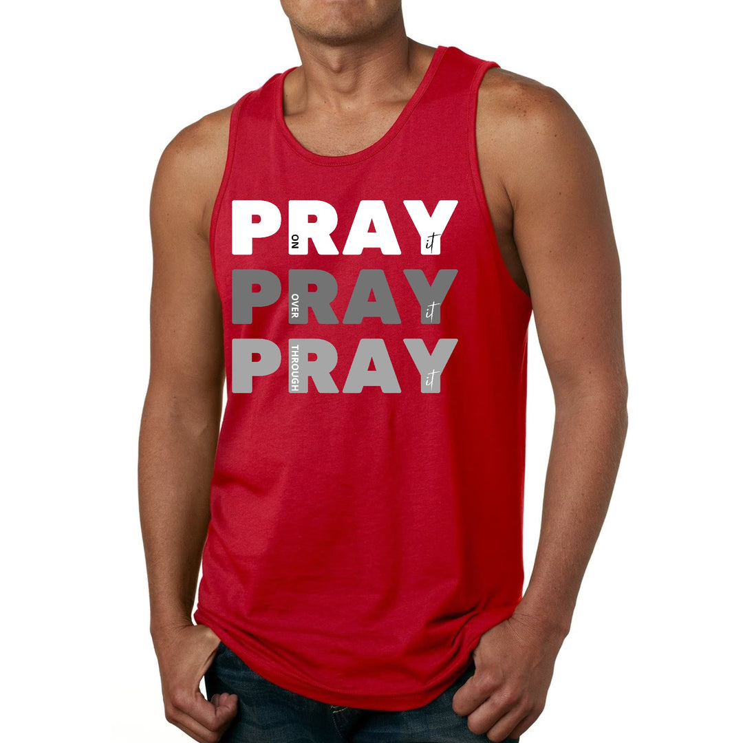 Mens Fitness Tank Top Graphic T-shirt Pray on it Over it Through - Mens | Tank