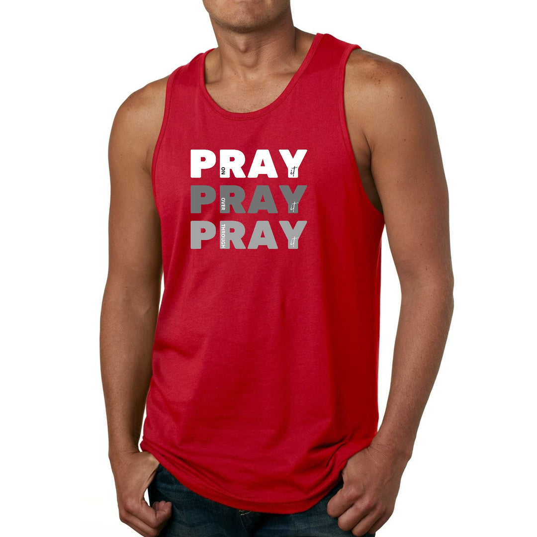 Mens Fitness Tank Top Graphic T-shirt Pray On It Over It Through - Mens | Tank