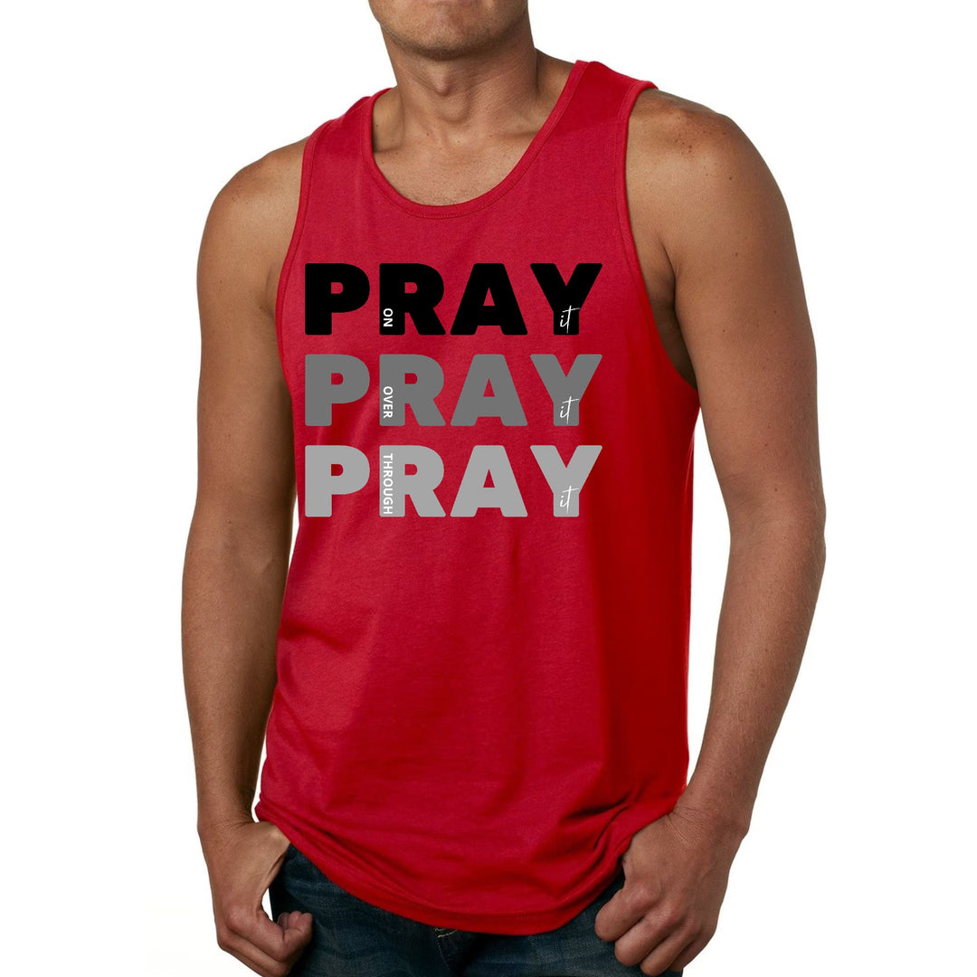 Mens Fitness Tank Top Graphic T-shirt Pray on it Over it Through - Mens | Tank