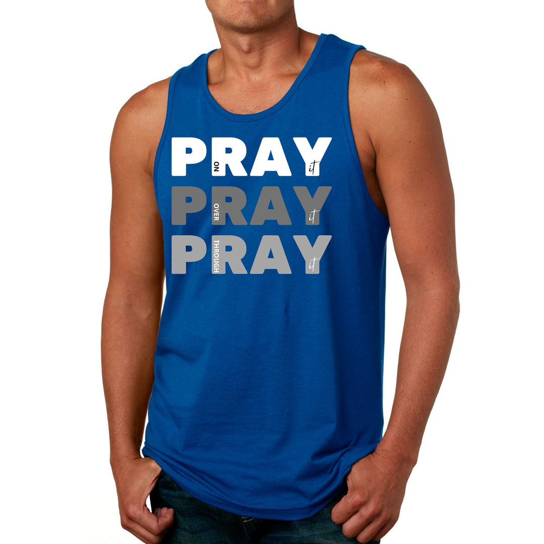 Mens Fitness Tank Top Graphic T-shirt Pray on it Over it Through - Mens | Tank