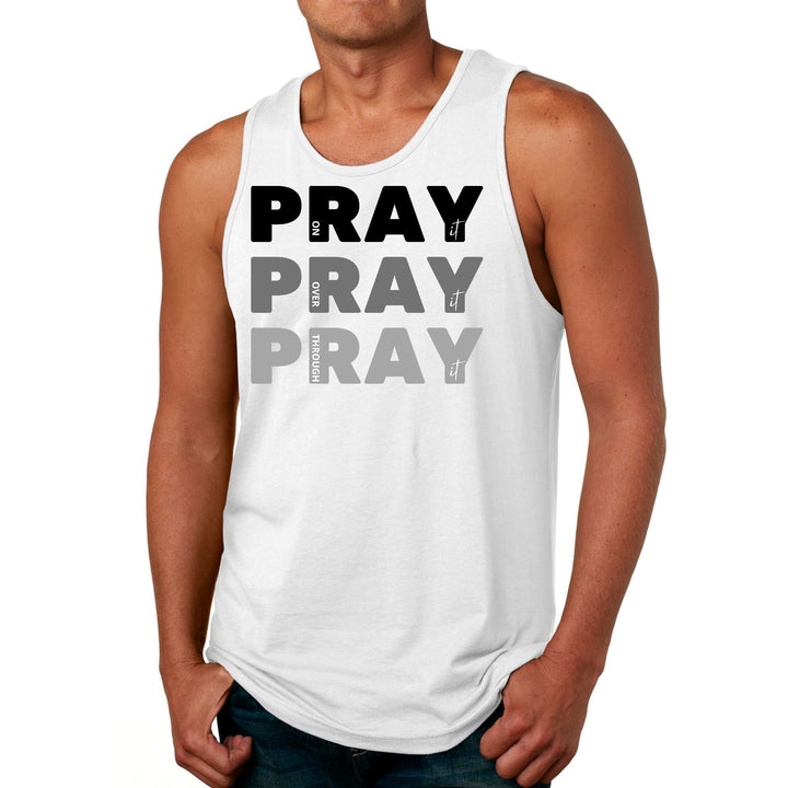 Mens Fitness Tank Top Graphic T-shirt Pray on it Over it Through - Mens | Tank