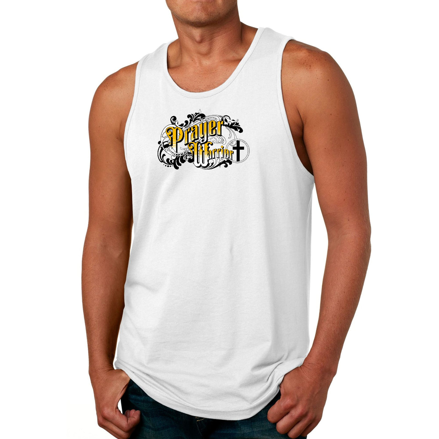 Mens Fitness Tank Top Graphic T-shirt Prayer Warrior Victorian Style - Mens