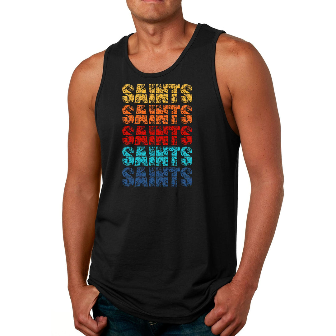 Mens Fitness Tank Top Graphic T-shirt Saints Colorful Art Illustration - Mens