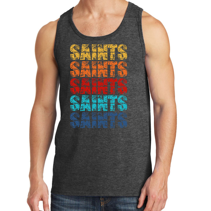 Mens Fitness Tank Top Graphic T-shirt Saints Colorful Art Illustration - Mens