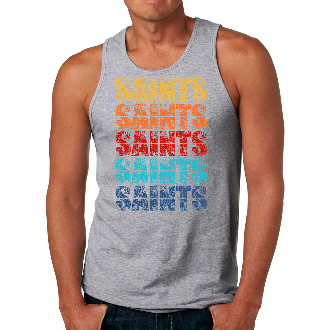 Mens Fitness Tank Top Graphic T-shirt Saints Colorful Art Illustration - Mens