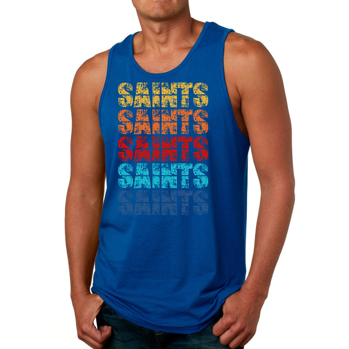 Mens Fitness Tank Top Graphic T-shirt Saints Colorful Art Illustration - Mens