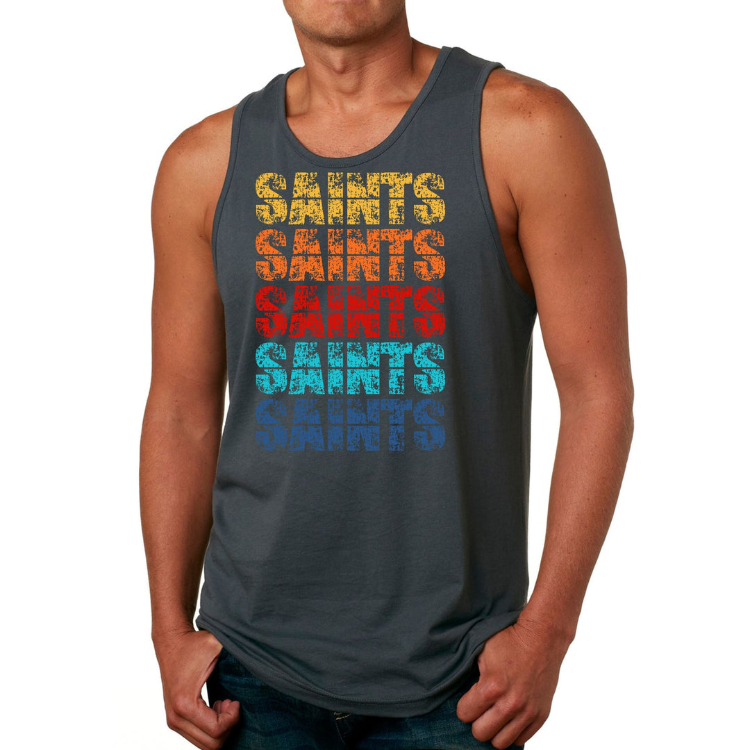 Mens Fitness Tank Top Graphic T-shirt Saints Colorful Art Illustration - Mens