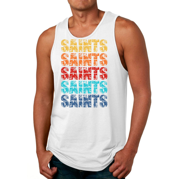 Mens Fitness Tank Top Graphic T-shirt Saints Colorful Art Illustration - Mens