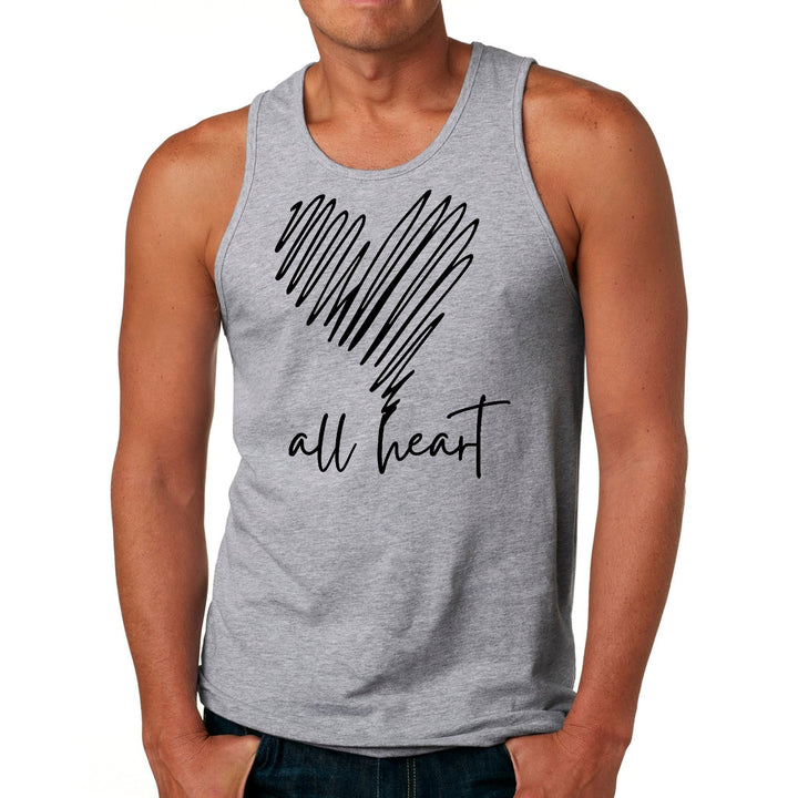 Mens Fitness Tank Top Graphic T-shirt Say it Soul All Heart Line Art - Mens