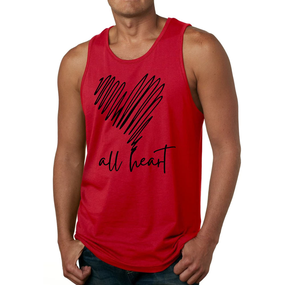 Mens Fitness Tank Top Graphic T-shirt Say it Soul All Heart Line Art - Mens