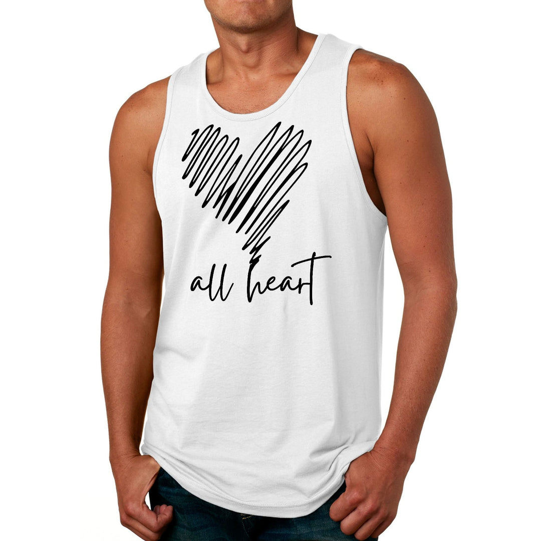 Mens Fitness Tank Top Graphic T-shirt Say it Soul All Heart Line Art - Mens