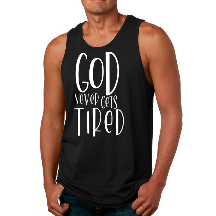 Mens Fitness Tank Top Graphic T-shirt Say it Soul - God Never Gets - Mens