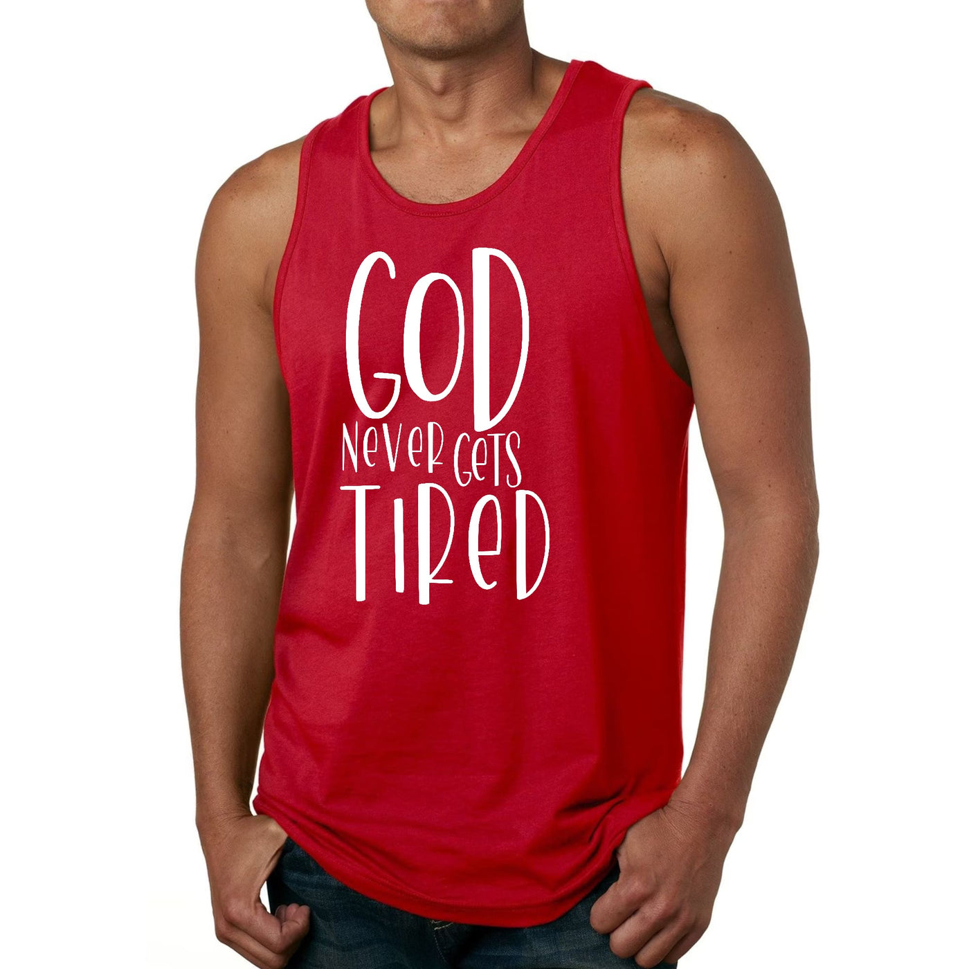 Mens Fitness Tank Top Graphic T-shirt Say It Soul - God Never Gets - Mens