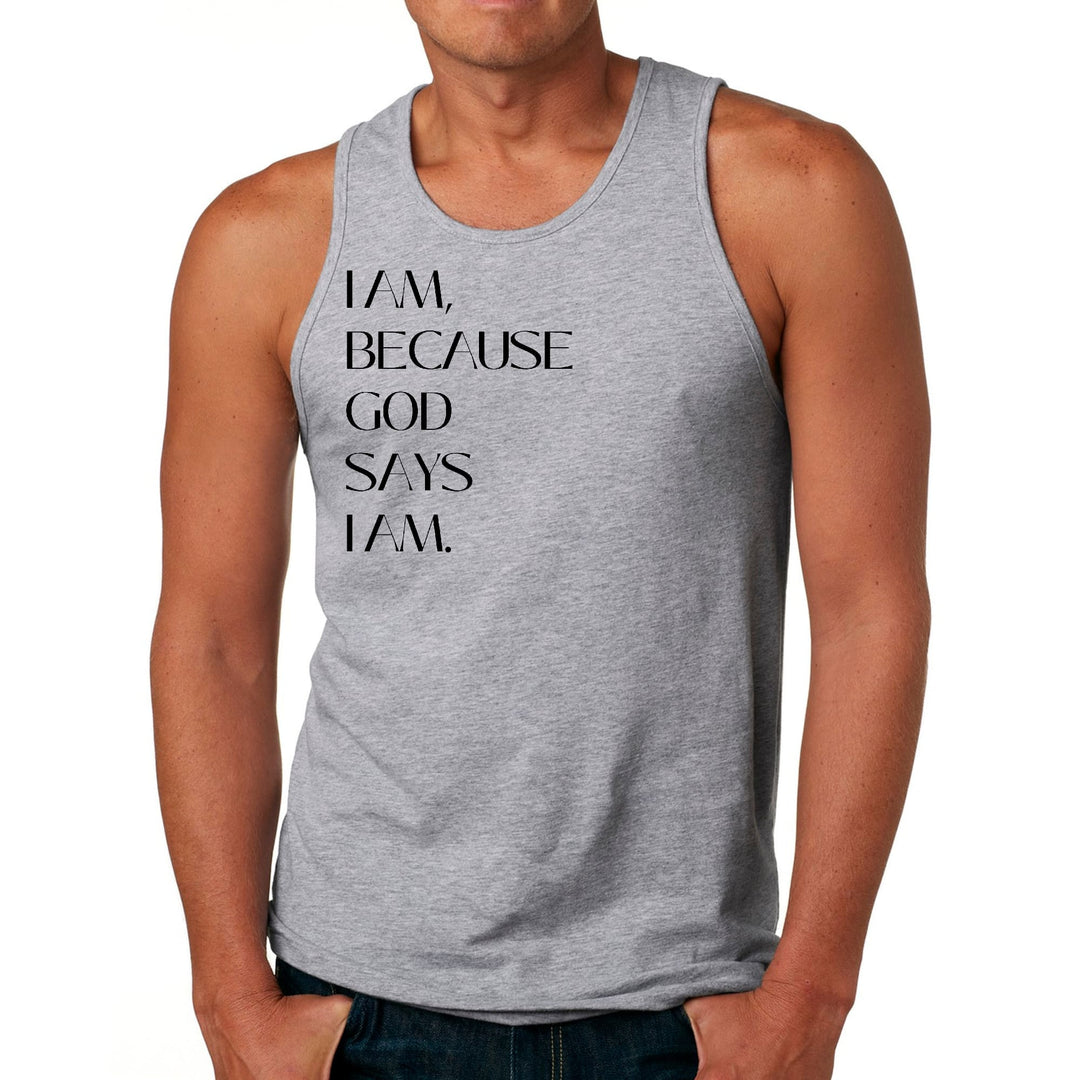 Mens Fitness Tank Top Graphic T-shirt Say it Soul i am Because God - Mens