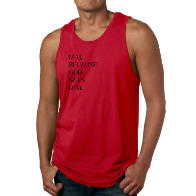 Mens Fitness Tank Top Graphic T-shirt Say It Soul i Am Because God - Mens