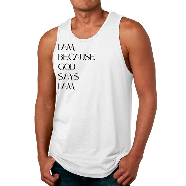 Mens Fitness Tank Top Graphic T-shirt Say it Soul i am Because God - Mens