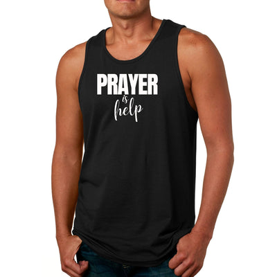 Mens Fitness Tank Top Graphic T-shirt Say It Soul - Prayer Is Help, - Mens