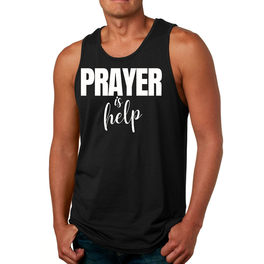 Mens Fitness Tank Top Graphic T-shirt Say it Soul - Prayer is Help, - Mens