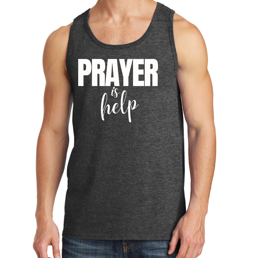 Mens Fitness Tank Top Graphic T-shirt Say it Soul - Prayer is Help, - Mens