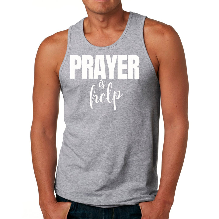 Mens Fitness Tank Top Graphic T-shirt Say it Soul - Prayer is Help, - Mens