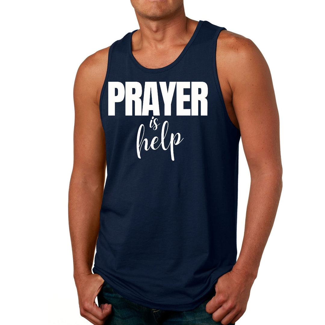 Mens Fitness Tank Top Graphic T-shirt Say it Soul - Prayer is Help, - Mens