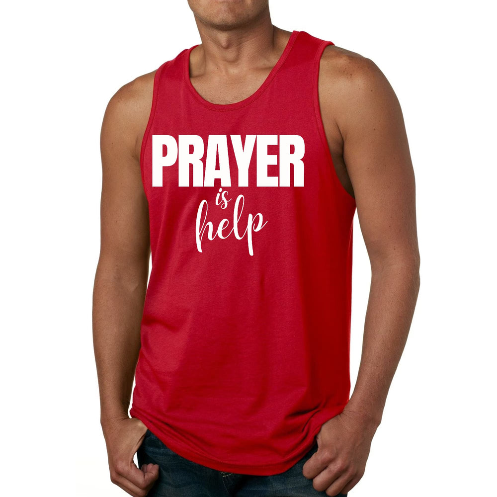 Mens Fitness Tank Top Graphic T-shirt Say it Soul - Prayer is Help, - Mens