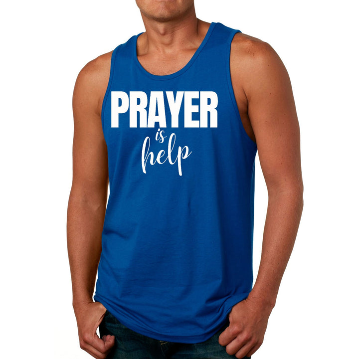 Mens Fitness Tank Top Graphic T-shirt Say it Soul - Prayer is Help, - Mens