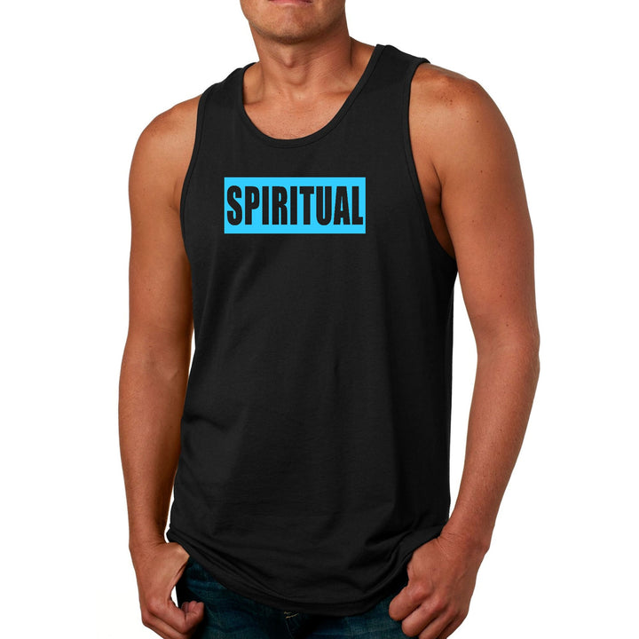 Mens Fitness Tank Top Graphic T-shirt Spiritual Light Blue Print - Mens | Tank