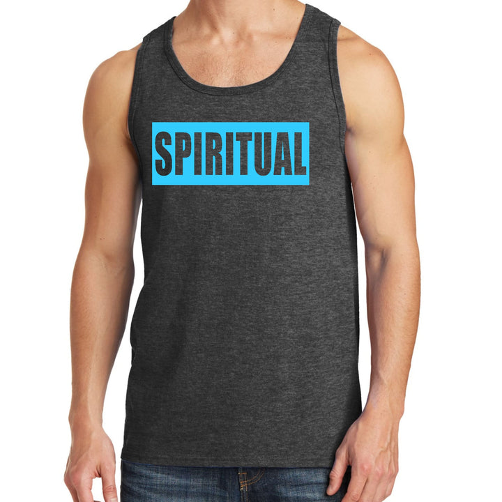 Mens Fitness Tank Top Graphic T-shirt Spiritual Light Blue Print - Mens | Tank