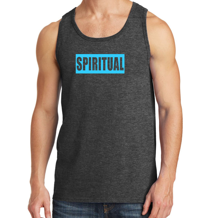 Mens Fitness Tank Top Graphic T-shirt Spiritual Light Blue Print - Mens | Tank