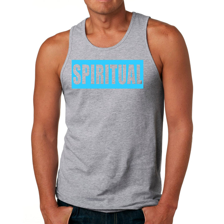 Mens Fitness Tank Top Graphic T-shirt Spiritual Light Blue Print - Mens | Tank