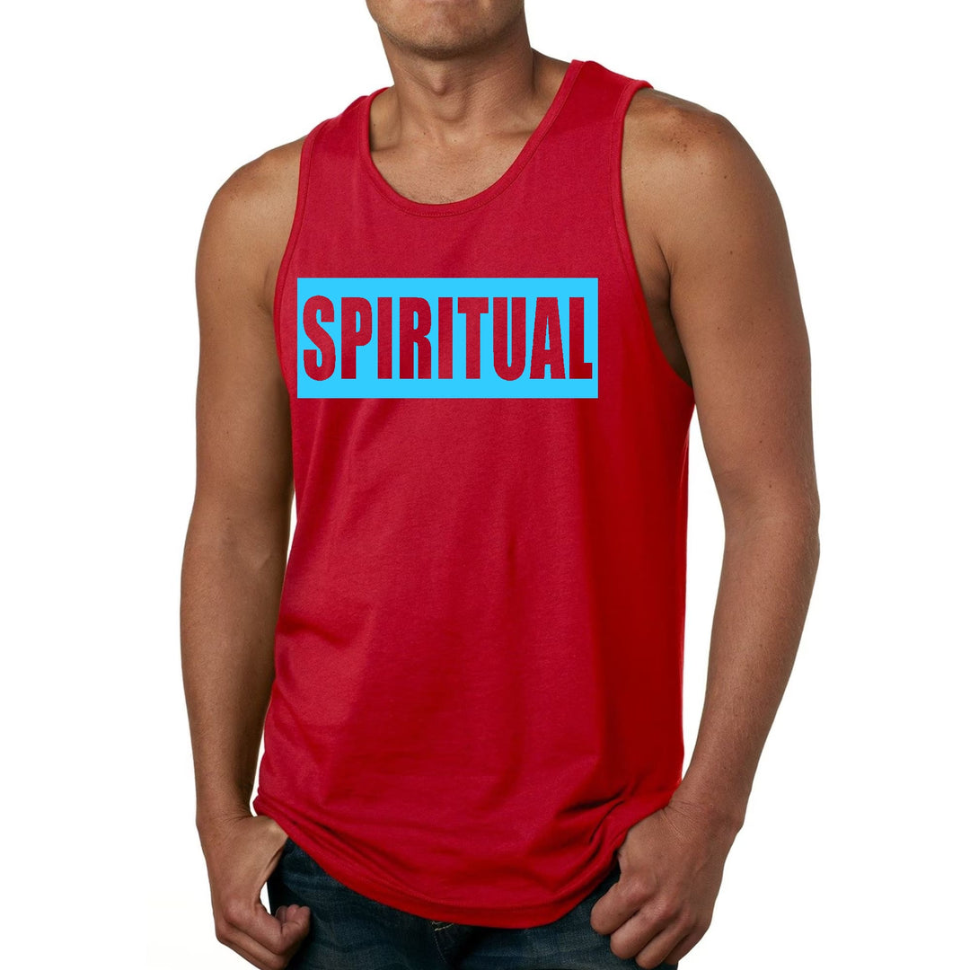 Mens Fitness Tank Top Graphic T-shirt Spiritual Light Blue Print - Mens | Tank