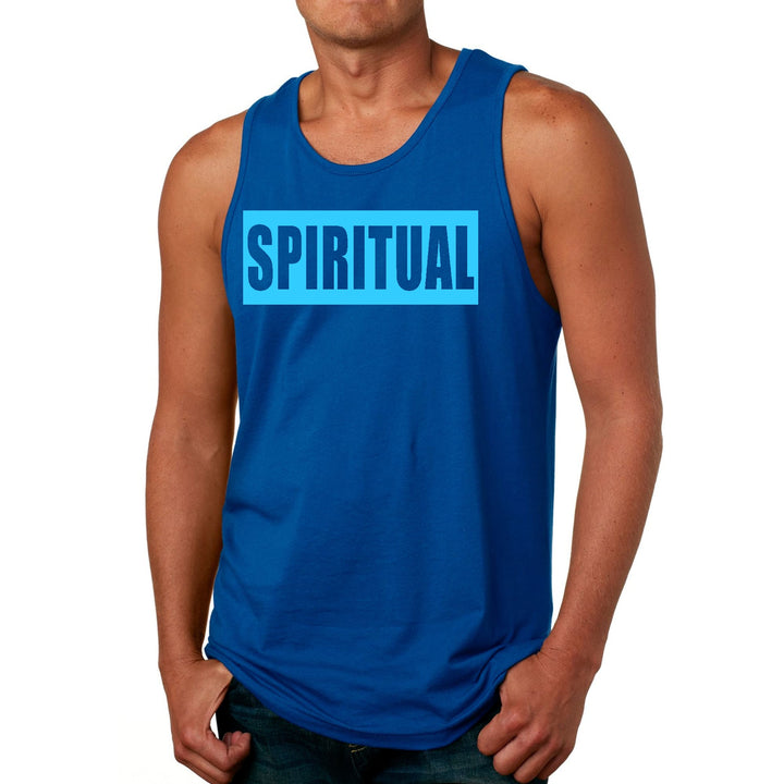 Mens Fitness Tank Top Graphic T-shirt Spiritual Light Blue Print - Mens | Tank