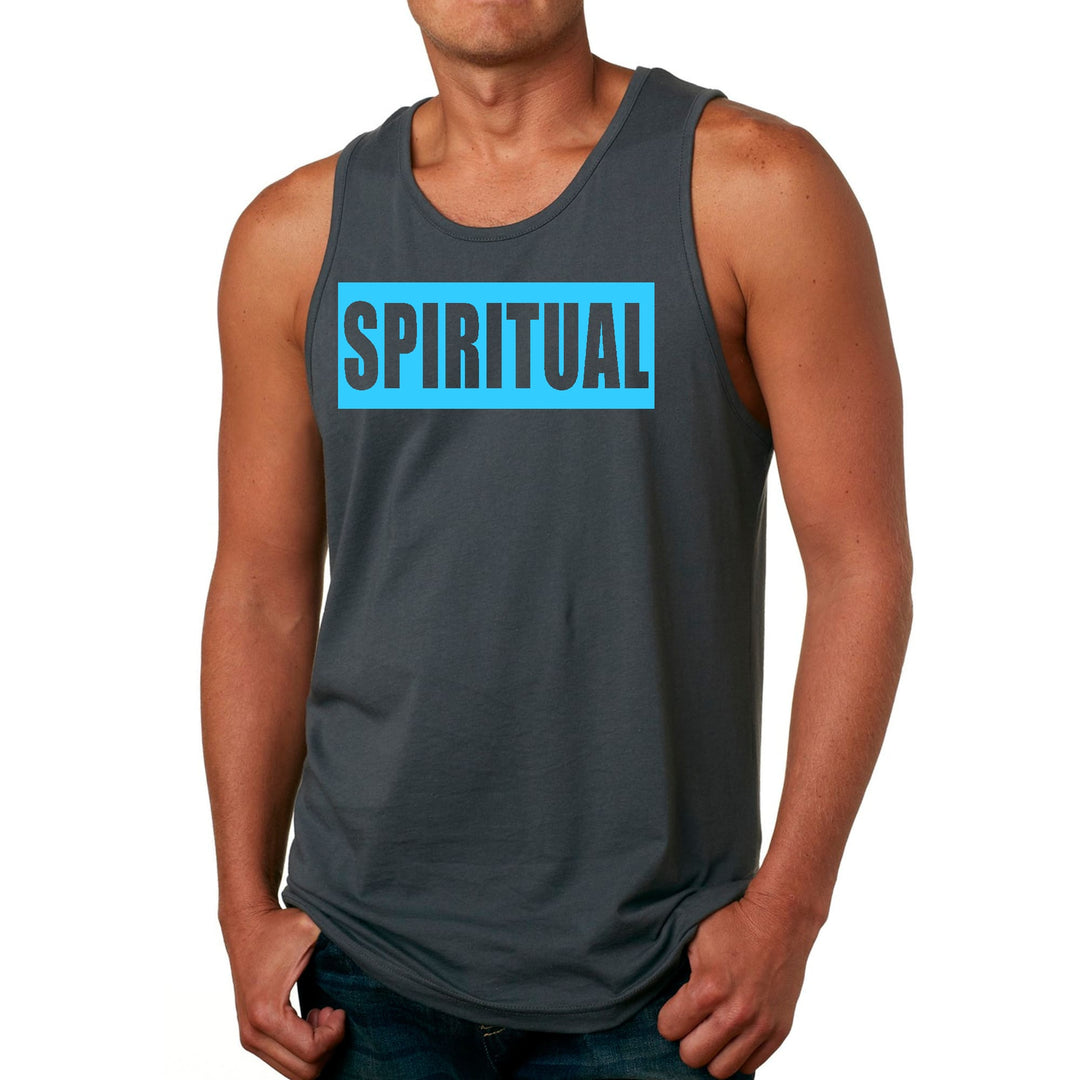 Mens Fitness Tank Top Graphic T-shirt Spiritual Light Blue Print - Mens | Tank