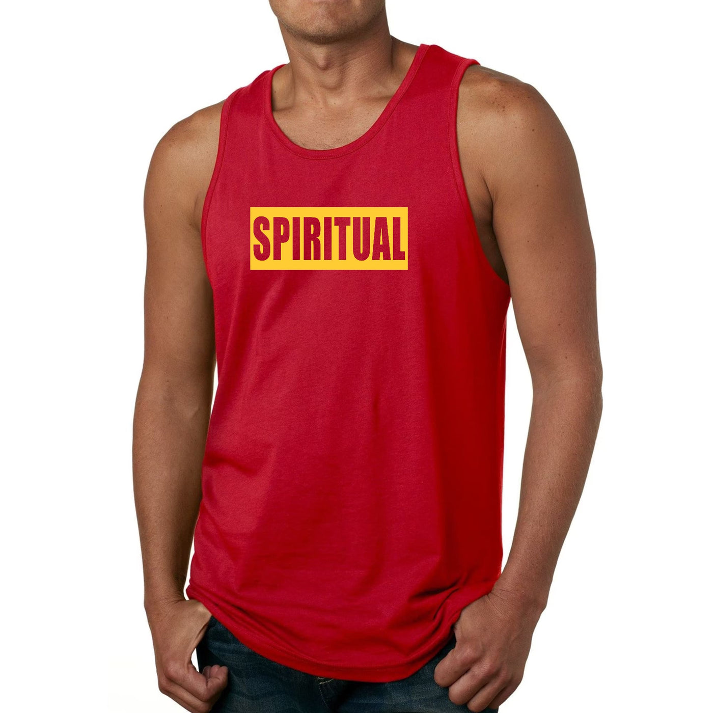 Mens Fitness Tank Top Graphic T-shirt Spiritual Yellow Gold - Mens | Tank Tops