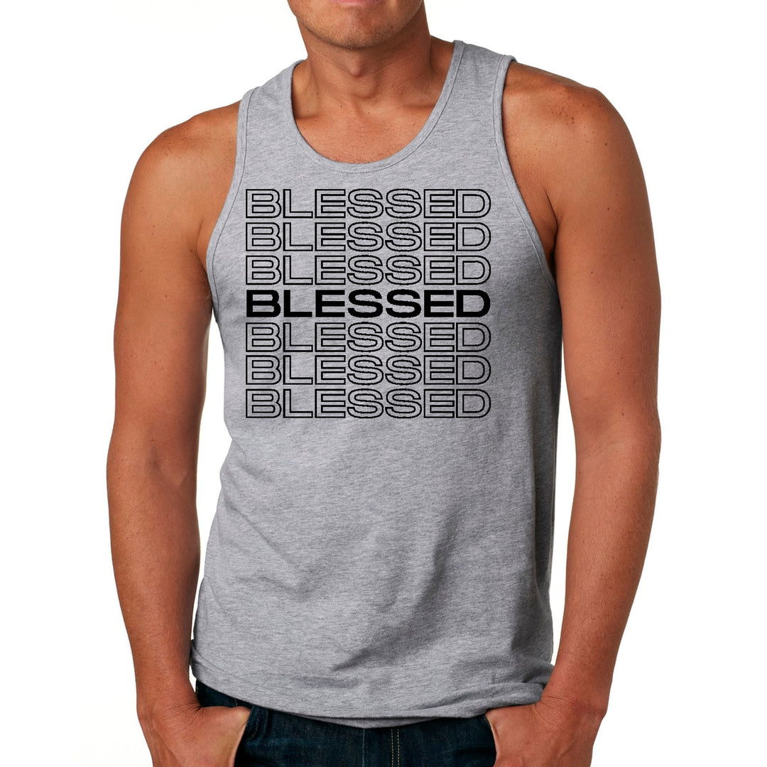 Mens Fitness Tank Top Graphic T-shirt Stacked Blessed Print - Mens | Tank Tops