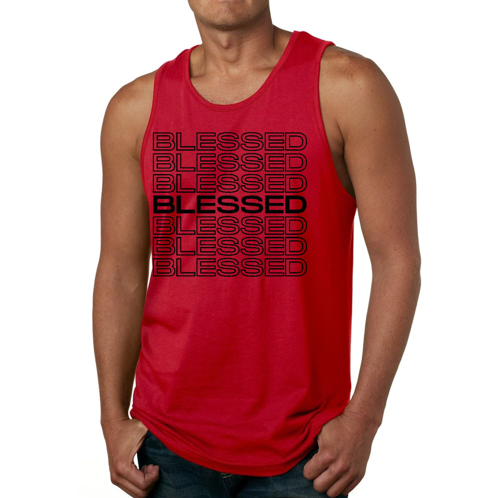 Mens Fitness Tank Top Graphic T-shirt Stacked Blessed Print - Mens | Tank Tops