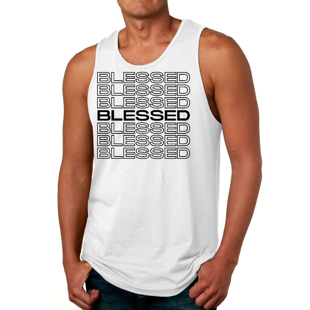 Mens Fitness Tank Top Graphic T-shirt Stacked Blessed Print - Mens | Tank Tops