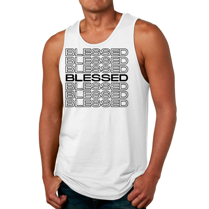 Mens Fitness Tank Top Graphic T-shirt Stacked Blessed Print - Mens | Tank Tops