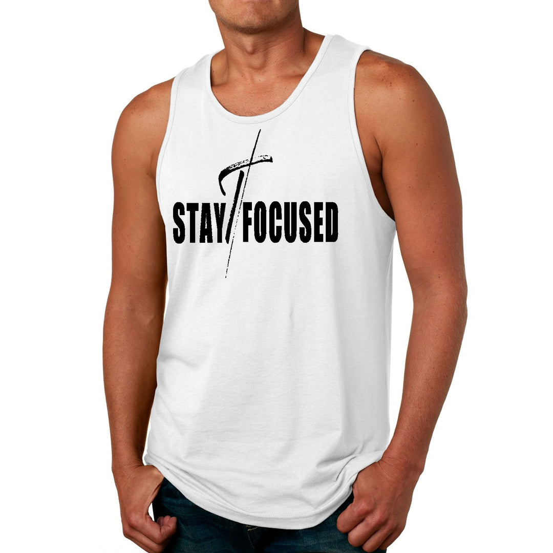 Mens Fitness Tank Top Graphic T-shirt Stay Focused Black Print - Mens | Tank