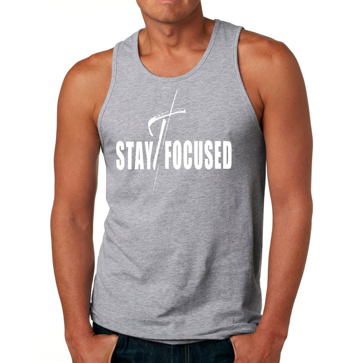 Mens Fitness Tank Top Graphic T-shirt Stay Focused White Print - Mens | Tank